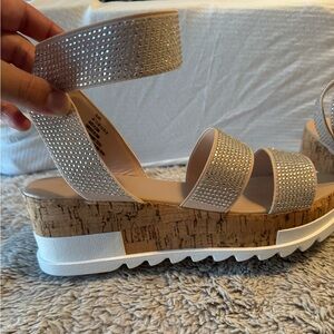 JustFab Bedazzled Platform Sandals